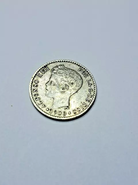 Spain 1900 50 Centavos Alfonso XIII Silver CIR. Coin # 12