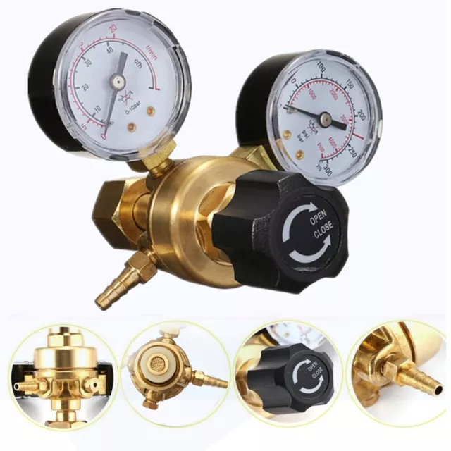 Gas Bottle Pressure Flow Regulator Dual Gauge Argon Co2 Nitrogen Mig Tig Welding