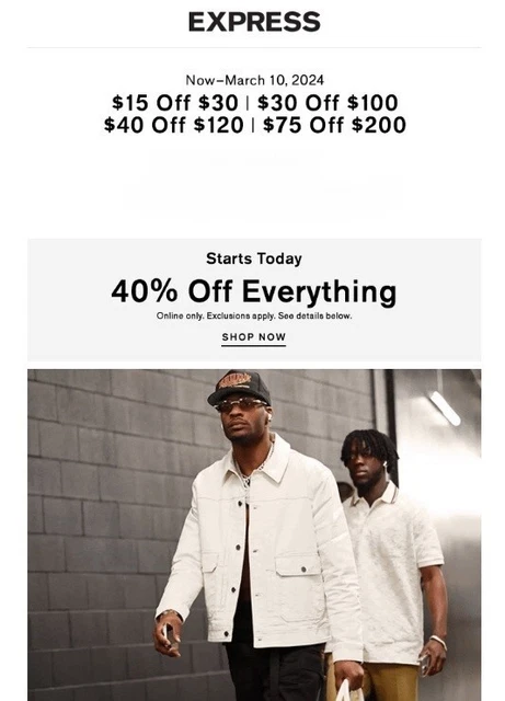 EXPRESS COUPON $15, $30, $40, -or- $75 Off Purchase Exp. 3/10/2024 FAST  SHIP $1.99 - PicClick