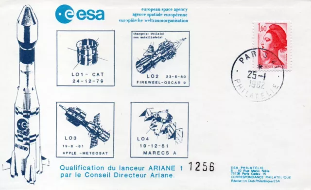 ARIANE L01-L02-L03-L04 Cnes Kourou Qualification Ariane rocket Space cover RAR !