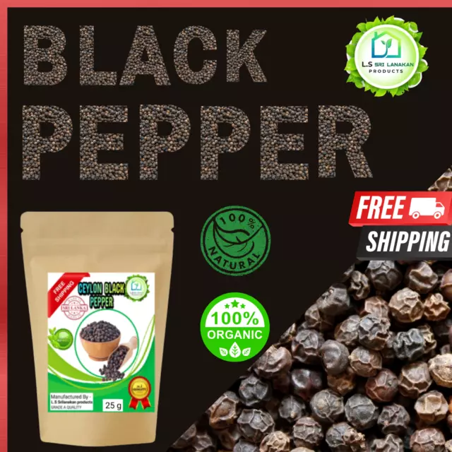Black Pepper Natural Pure Whole Peppercorns Sri Lanka Ceylon Spices Organic Dry