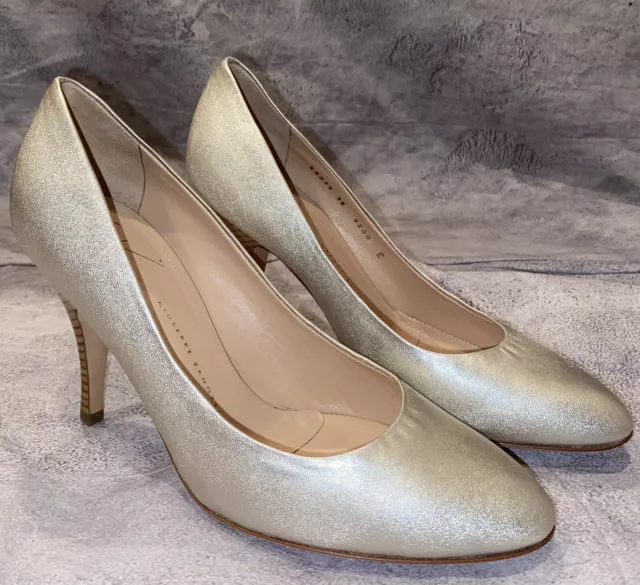 NWOB Giuseppe Zanotti Leather Metallic Silver Heels Pumps Size 6 US 36 EU Italy