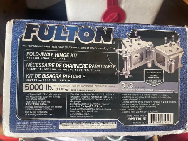 Fulton Fold Away Hinge Kit 5000lb 3 x 3 Trailer Tongue Reduces Length by 48"