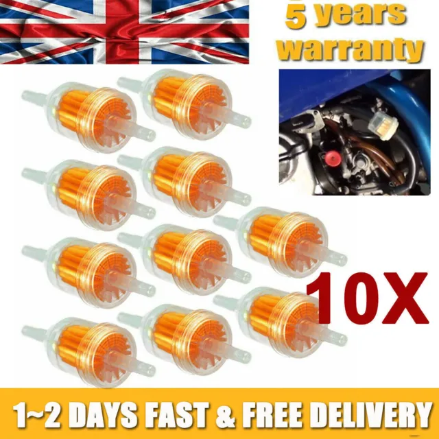 10X Universal Petrol Inline Fuel Filter LARGE Car Part Fit 6 Mm to 8 Mm Pipes