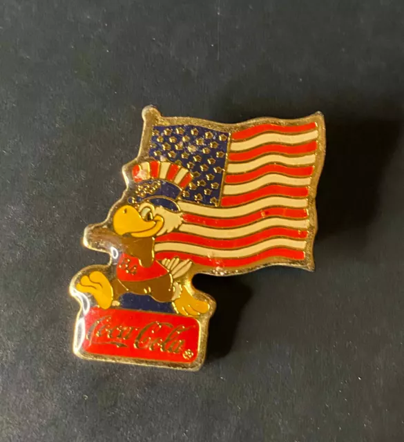 VTG 1984 SAM The Eagle Olympic Coca Cola American Flag L.A. Olympics Pin 1"