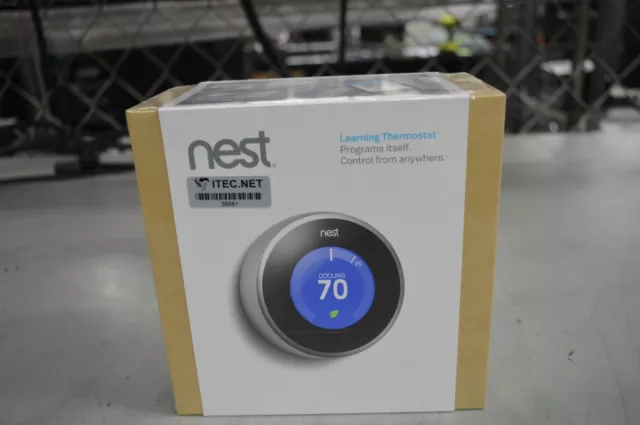 New Nest T200577 2nd Generation Silver Stainless Steel Learning Thermostat