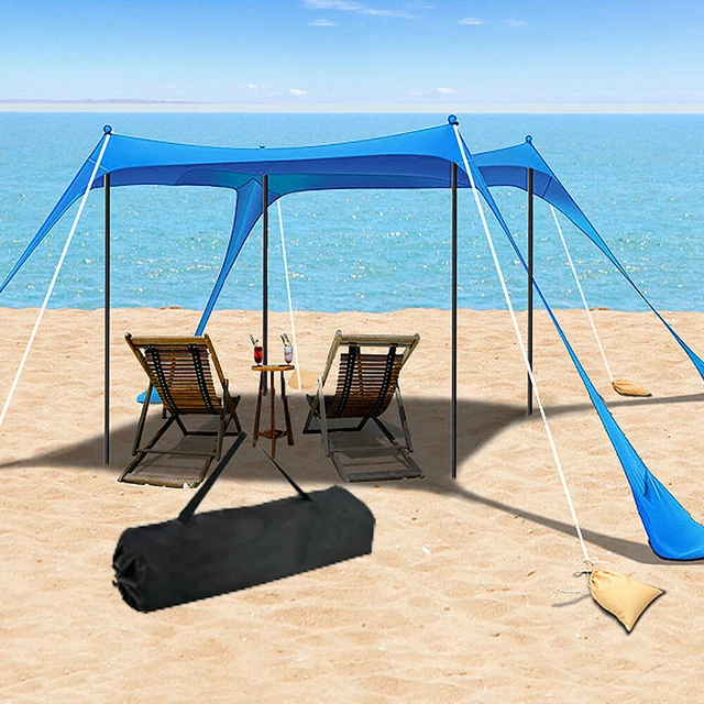 BEACH TENT SUN Shelter 10FT*10FT Portable Sun Canopy Awning W/ Sandbag