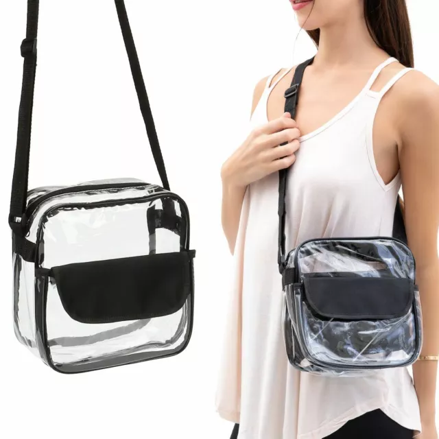 Clear Plastic Crossbody Tote Bag Women Transparent Handbag Purse PVC Stadium