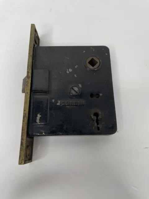 Vintage Corbin Cast Iron Interior Door Mortise Lock Hardware w/ Skeleton Keyhole