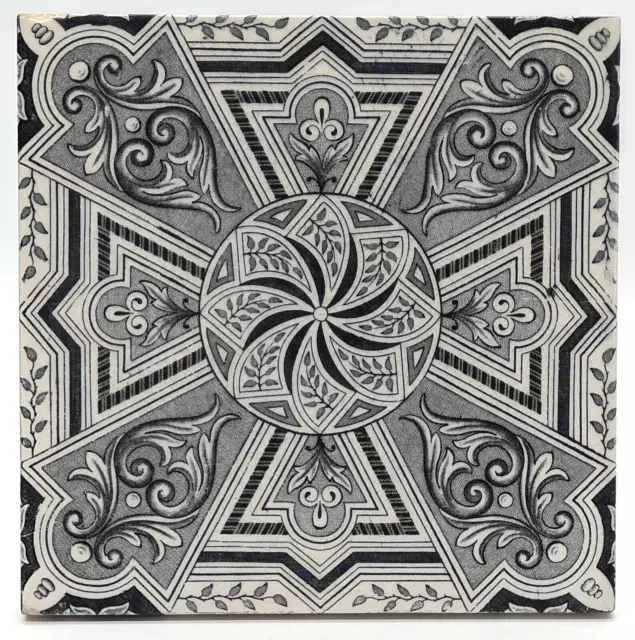 Antique Fireplace Tile Aesthetic Design Transfer Printed T.R Boote C1885 AE2
