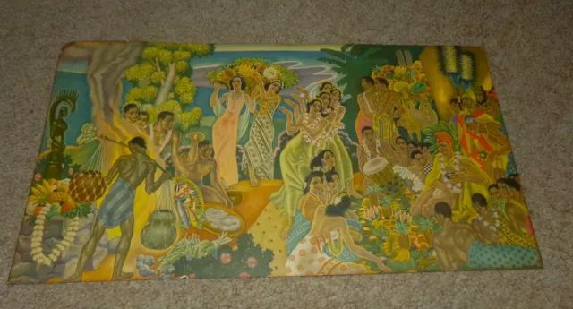 Vintage 1950'S E. Savage Matson Line Cruise Ship Hawaiian Print Island Feast