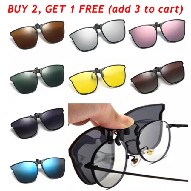 New Clip On Sunglasse Flip up Glasses Polarized Spectacles Anti Glare 10 Colors