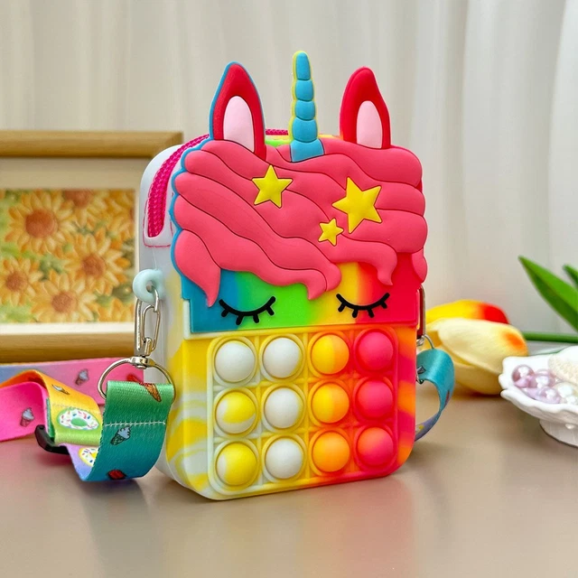 Cute Silicone Unicorn Messenger Bag Coin Purse Children's Decompression Toys