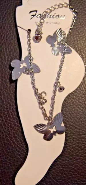 Bijoux Fantaisie Chaine Bracelet de cheville en acier inoxydable Papillons NEUF