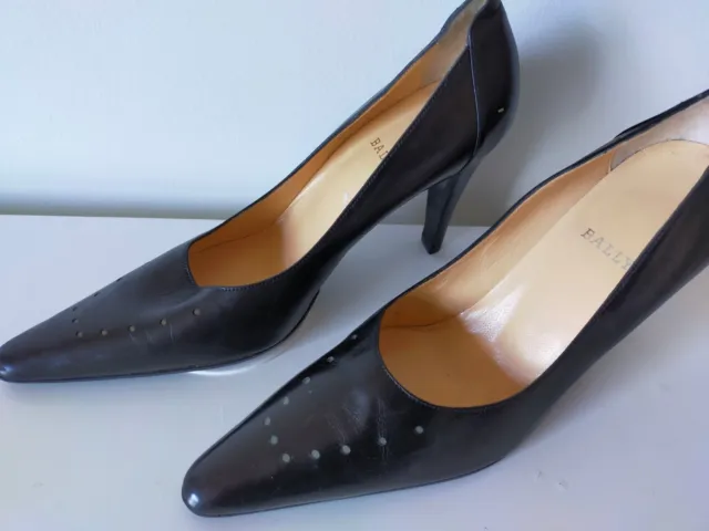 BALLY Size 37EU/ 6.5 US Black  Leather Pumps High Heels "SEMMES"  Made in Italy