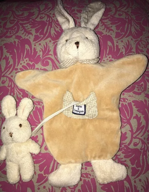 DOUDOU ET COMPAGNIE PLAT LAPIN MARIONNETTE BEBE beige poche viichy