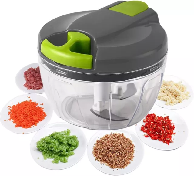 Food Chopper Manual Pull Cord Pulling Vegetable Slicer Hand Blender Kitchen UK