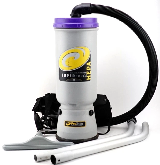 ProTeam Model SCM-1282 Super Coach Hepa Filter 10qt Backpack Vacuum W/ Wand