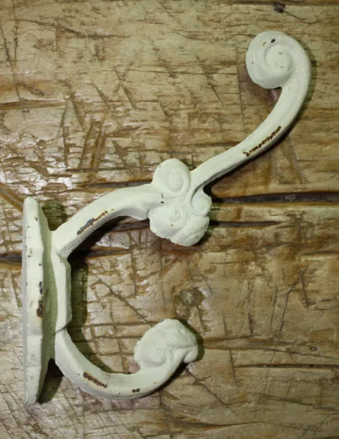 6 Cast Iron White Victorian Style Coat Hooks Hat Hook Rack Hall Tree SCHOOL