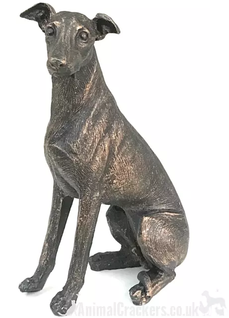 Bronze effect sitting Whippet lover gift ornament figurine sculpture collectable