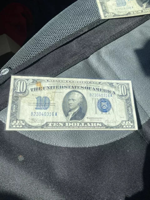 1934 Ten Dollar Blue Seal Note Silver Certificate US $10 bill