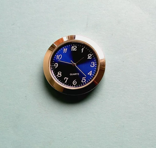 37mm Silver Bezel QUARTZ WATCH insert movement fits a 34.5mm hole BLUE dial