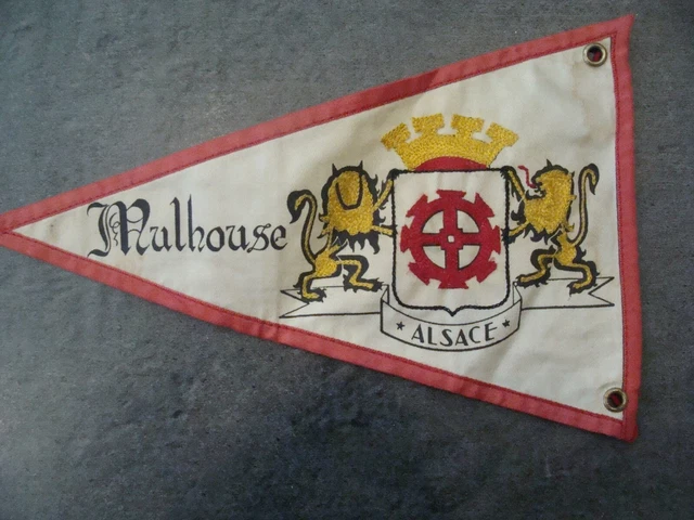 VINTAGE - Fanion - MULHOUSE - ALSACE - Brodé - En nylon - 23 cm - 2 photos