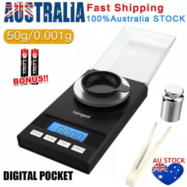 Homgeek Milligram Scale 50g/0.001g Mini Gold Jewelry Powder Carat Digital Scale