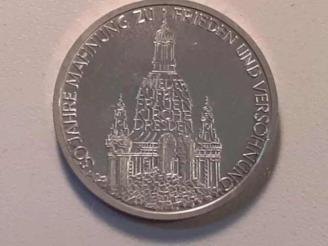 10 DM Silbermünze 1995: 50. Jahrestag der Zerstörung der Frauenkirche zu Dresden