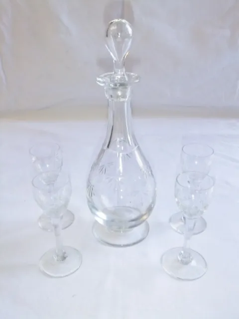 Service liqueur cristal de Bohème Baccarat St Louis carafe signé ancre verre