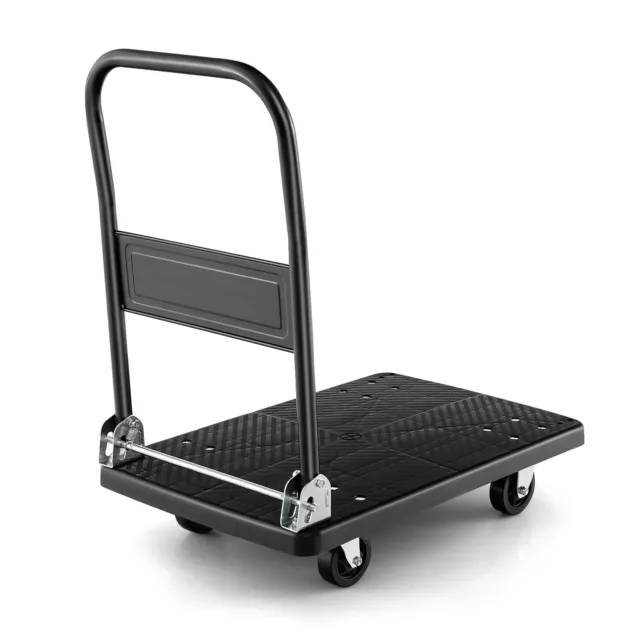 Folding Push Cart Dolly, Moving Platform Hand Truck w/ 360° Swivel Wheels