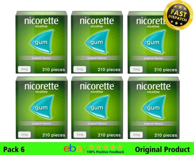 Nicorette Goma Original 2mg De 210 x 6 Cajas Caduca 09/2025