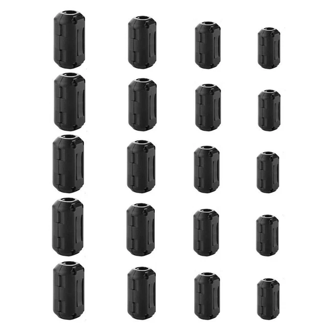 Pack of 20 Clip-on Ferrite Ring Core Black RFI EMI Noise Suppressor Cable Clip