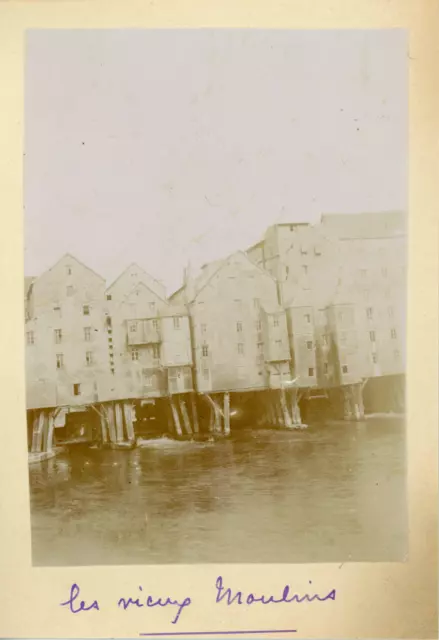 France, Normandie, Les vieux moulins, ca.1903, vintage citrate print Vintage cit
