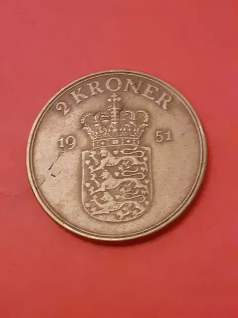 1951 Denmark 2 Kroner Coin