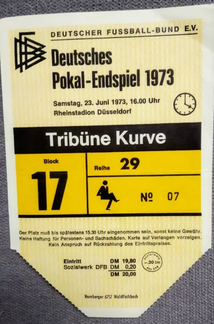 DFB Pokalfinale Eintrittskarte 23 06.1973 1. FC Köln - Borussia Mönchengladbach