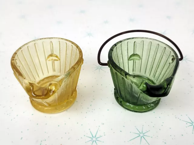 Pair of Amber Glass Bucket Ashtrays, Vintage Ashtray, Personal Ashtray, Kitsch 3