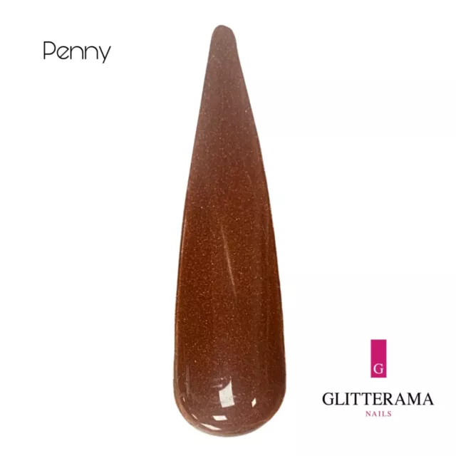 PENNY Coloured Acrylic Powder Glitterama Nails Glitter Brown Copper chocolate