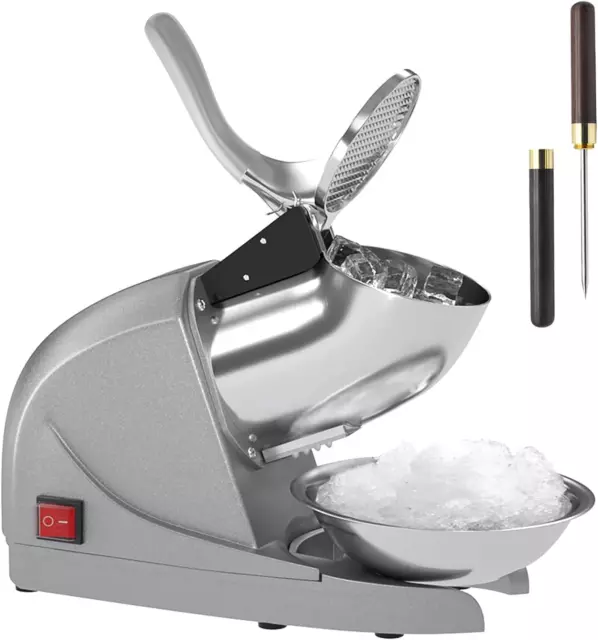 Ice Shaver Prevent Splash Electric Three Blades Snow Cone Maker Stainless Steel