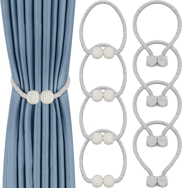 8 Pack Magnetic Curtain Tiebacks, Drape Tie Backs Decorative Curtain Holdbacks H