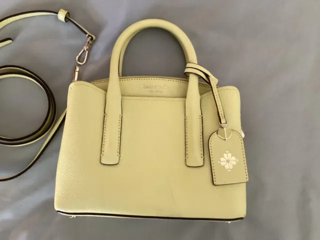 Kate Spade small tote pebbled leather light yellow/ green