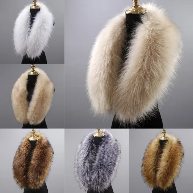 Womens Mens Faux Fur Scarf Neck Warmer Wrap Extra Large Collar Shawl Scarves