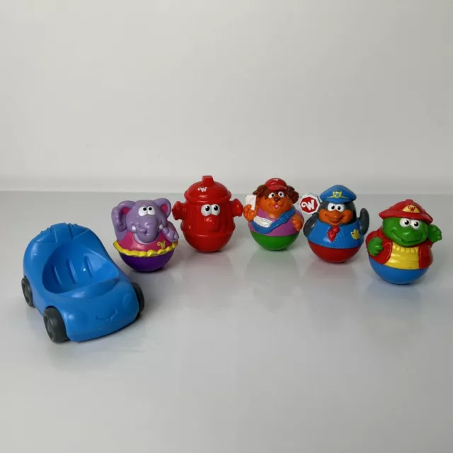 Playskool Weebles & Car - Elephant Dog Crocodile Duck & Fire Hydrant Weebleville