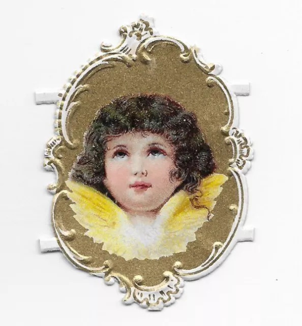 1888 Chromo de Coupis GOLD FANTASY ANGEL  No.1 Victorian Die-cut Scrap. 2"