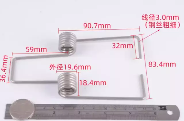 New 2pcs Wire diameter: 3mm Double torsion spring Torsion spring