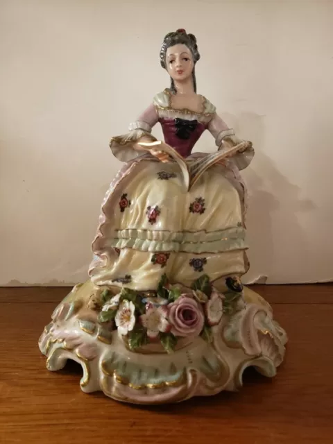 1960's Capodimonte Style Woman Reading Sheet Music Porcelain Figurine