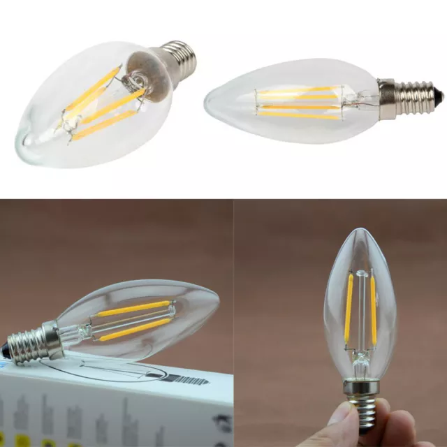 2W 4W LED Clear Candle Small Edison Screw Light Bulbs Cap SES E14 Base Lamp 220V