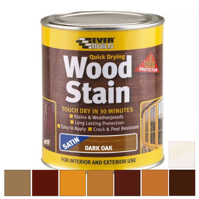 Everbuild Wood Stain | Indoor & Outdoor | Quick Drying | All Colours 250ml 750ml