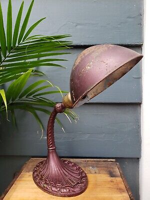 Vintage Industrial Gooseneck Desk Lamp-Aladin-Cast Iron Base-No 50 Brown