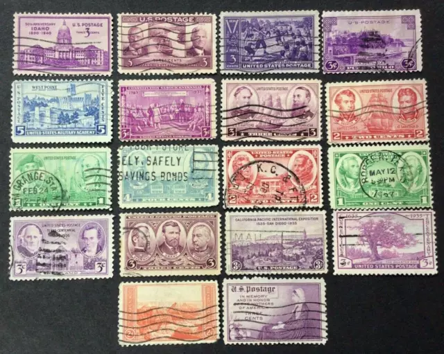 Usa 18 Stamps From The 1930'S All Used Off Paper, All Different, All Good